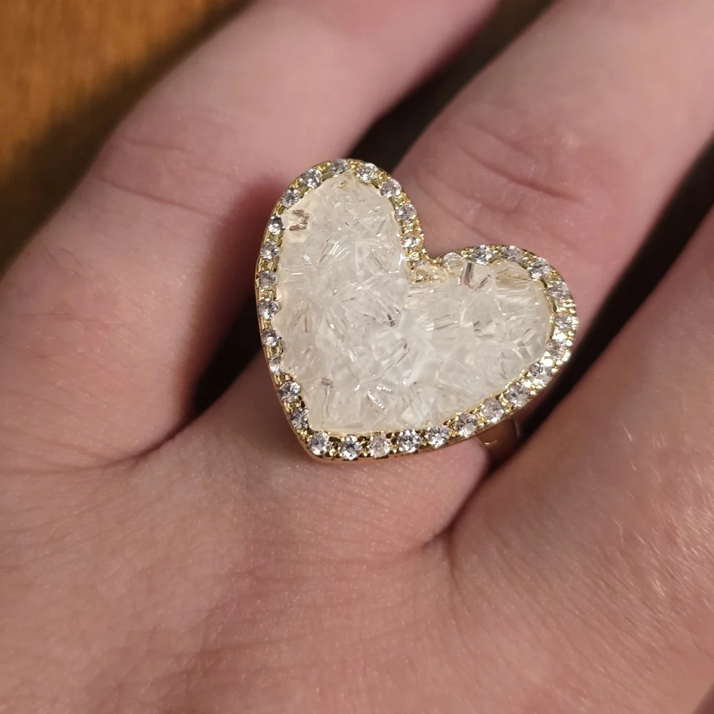 Elegant Heart-Shaped Silver and Gold Ring